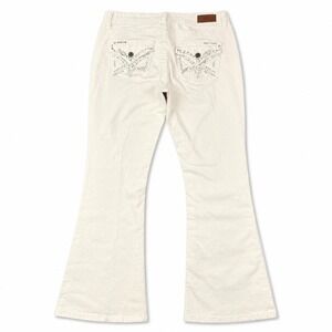 VGS Slim Bootcut Jeans Women's Size 8 White Stretch Rhinestone Flap Pocket